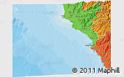 Shaded Relief 3D Map of Isla, political outside