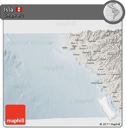 Shaded Relief 3D Map of Isla, semi-desaturated
