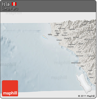 Shaded Relief 3D Map of Isla, semi-desaturated