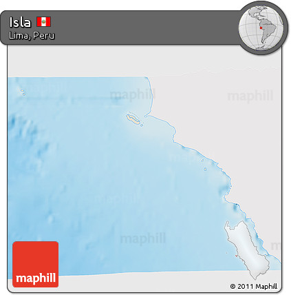 Shaded Relief 3D Map of Isla, single color outside