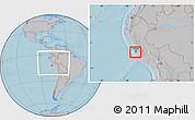 Gray Location Map of Isla, within the entire country, hill shading