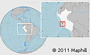 Gray Location Map of Isla, highlighted country, within the entire country, hill shading