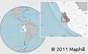 Gray Location Map of Isla, highlighted country, highlighted parent region, hill shading