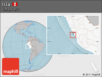 Gray Location Map of Isla, highlighted country, hill shading