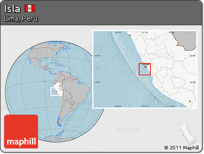 Gray Location Map of Isla, highlighted country, hill shading