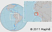 Gray Location Map of Isla, highlighted parent region, within the entire country, hill shading