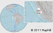 Gray Location Map of Isla, highlighted parent region, hill shading