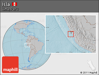 Gray Location Map of Isla, hill shading
