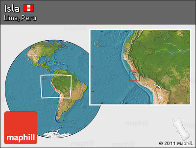 Satellite Location Map of Isla, within the entire country