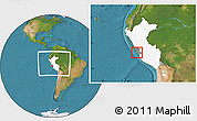 Satellite Location Map of Isla, highlighted country, highlighted parent region, within the entire country