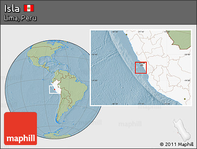 Savanna Style Location Map of Isla, highlighted country, hill shading