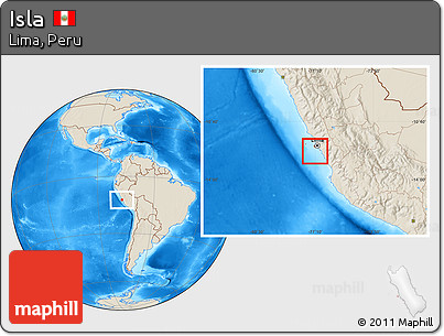 Shaded Relief Location Map of Isla