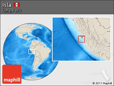 Shaded Relief Location Map of Isla