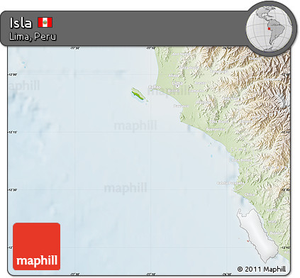 Physical Map of Isla, lighten