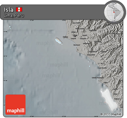 Shaded Relief Map of Isla, darken, semi-desaturated