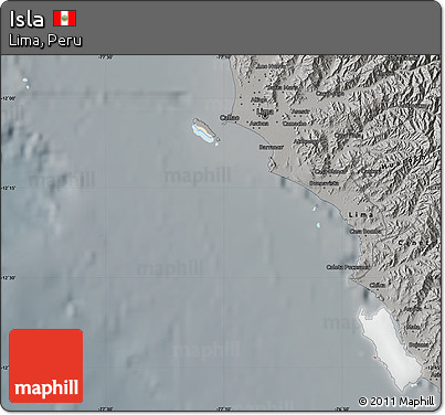 Shaded Relief Map of Isla, darken, semi-desaturated