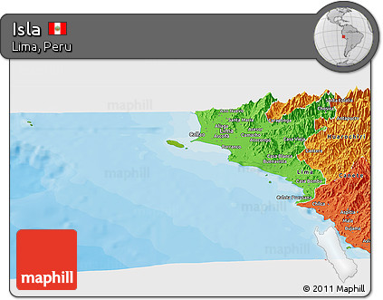 Physical Panoramic Map of Isla, political outside