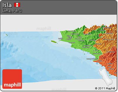 Physical Panoramic Map of Isla, political outside