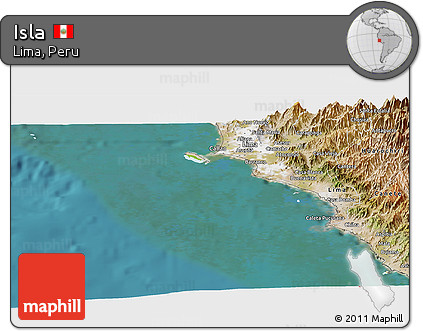 Physical Panoramic Map of Isla, satellite outside