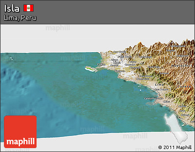 Physical Panoramic Map of Isla, satellite outside