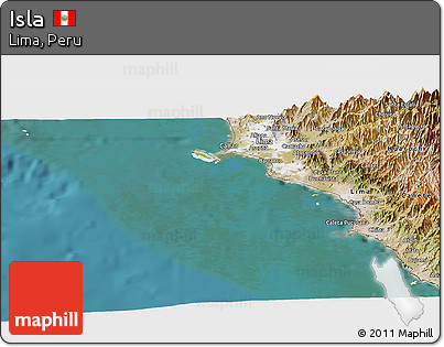 Physical Panoramic Map of Isla, satellite outside