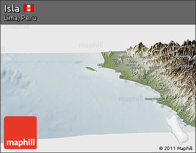 Physical Panoramic Map of Isla, semi-desaturated