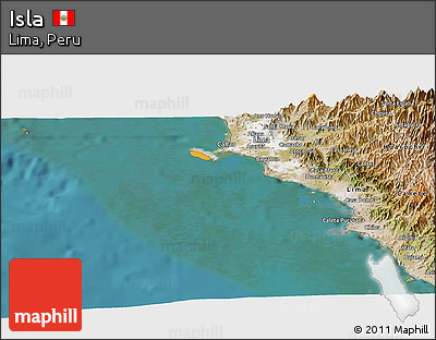 Political Panoramic Map of Isla, satellite outside