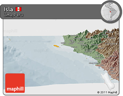 Political Panoramic Map of Isla, semi-desaturated