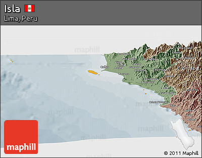 Political Panoramic Map of Isla, semi-desaturated