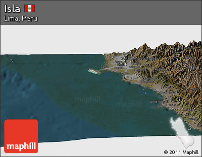 Satellite Panoramic Map of Isla, darken