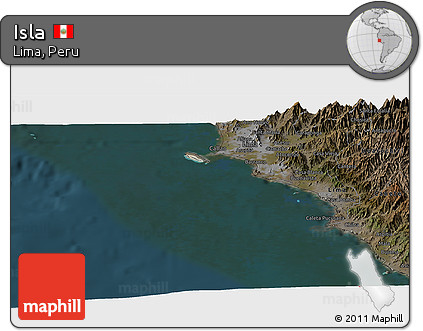 Satellite Panoramic Map of Isla, darken