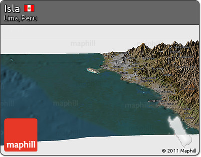 Satellite Panoramic Map of Isla, darken