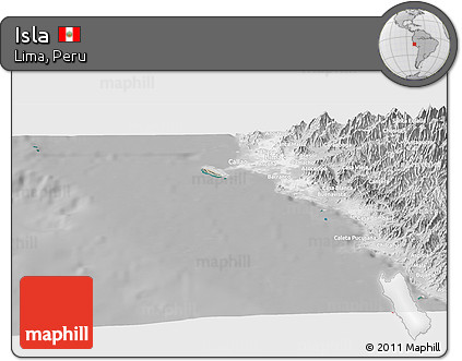 Satellite Panoramic Map of Isla, lighten, desaturated