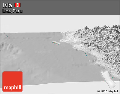 Satellite Panoramic Map of Isla, lighten, desaturated