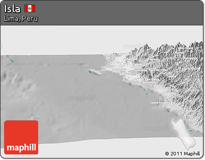 Satellite Panoramic Map of Isla, lighten, desaturated