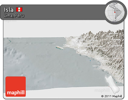 Satellite Panoramic Map of Isla, lighten, semi-desaturated
