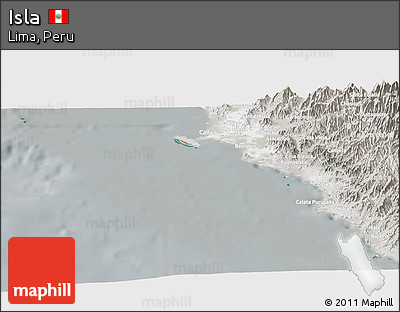 Satellite Panoramic Map of Isla, lighten, semi-desaturated