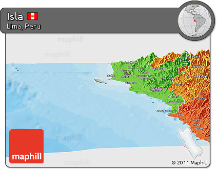 Satellite Panoramic Map of Isla, political outside