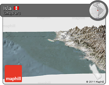 Satellite Panoramic Map of Isla, semi-desaturated