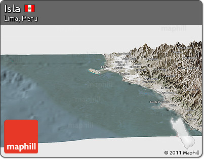 Satellite Panoramic Map of Isla, semi-desaturated