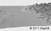 Shaded Relief Panoramic Map of Isla, darken, desaturated