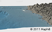 Shaded Relief Panoramic Map of Isla, darken