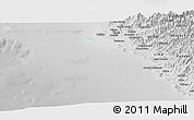 Shaded Relief Panoramic Map of Isla, desaturated