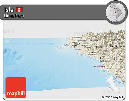 Shaded Relief Panoramic Map of Isla