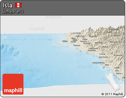 Shaded Relief Panoramic Map of Isla