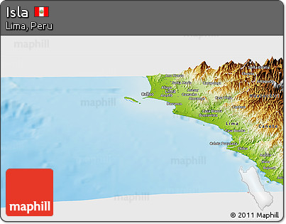 Shaded Relief Panoramic Map of Isla, physical outside