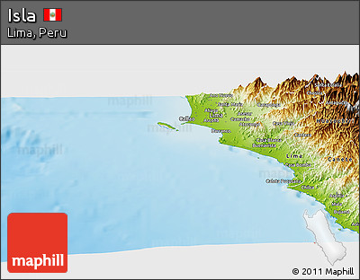 Shaded Relief Panoramic Map of Isla, physical outside