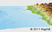 Shaded Relief Panoramic Map of Isla, physical outside