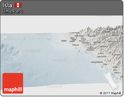 Shaded Relief Panoramic Map of Isla, semi-desaturated