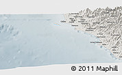 Shaded Relief Panoramic Map of Isla, semi-desaturated